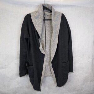 James Perse Cardigan Sweater Women 2 Medium Open Grey Terry Lagenlook Minimalist